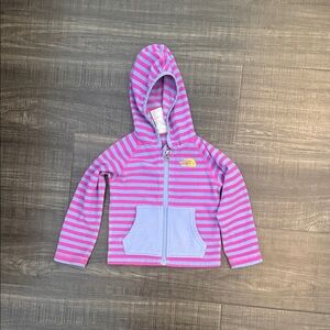 The North Face Pink and Purple Striped Hoodie 2T